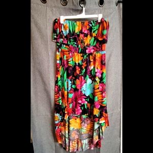 Hi-low strapless colorful summer dress